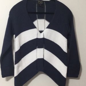 Pure Hand knit Navy and White Sweater